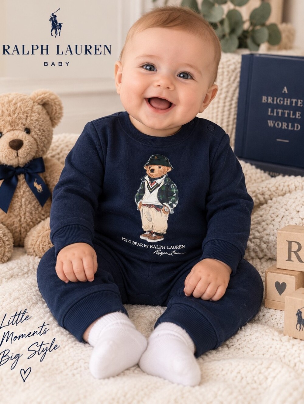 Ralph Lauren Baby Polo Bear Navy One Piece Coverall 3M